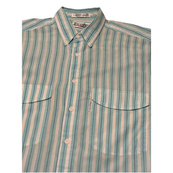 Levi's Other - Vintage Levi's Silver Label Men's Short Sleeve Button-Up Shirt Size Medium Blue